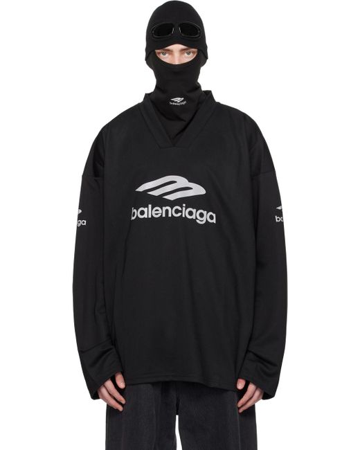 メンズ Balenciaga 3b Sports Icon Ski 長袖tシャツ Black