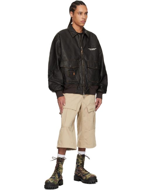 Blouson Aviateur Brun En Cuir Synthétique Édition Alpha Industries Aape By A Bathing Ape pour homme en coloris Black