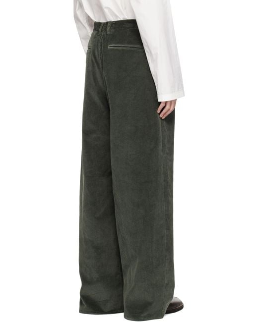 SOSHIOTSUKI Black Double Beltloop Corduroy Trousers for men