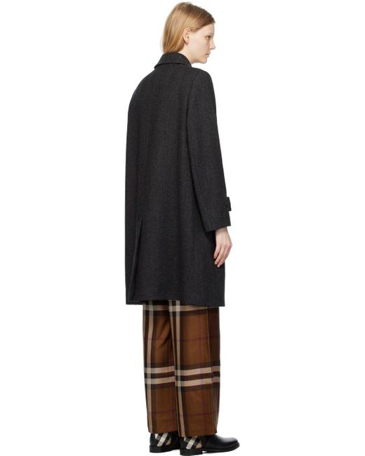 Burberry Gray Herringbone Coat in Black Lyst