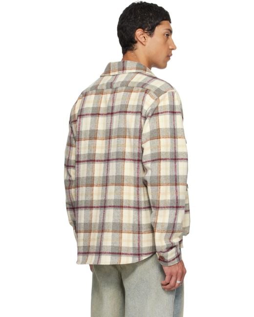 メンズ Reese Cooper グレー＆ベージュ Milled Flannel Cargo ボタンアップシャツ Gray
