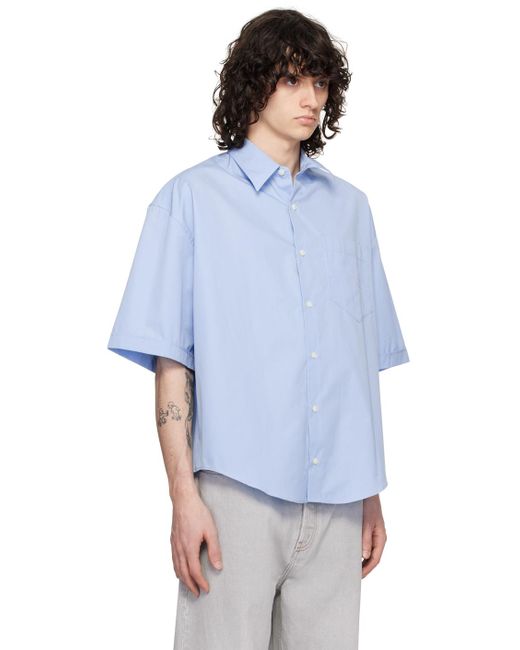 AMI Blue Spread Collar Shirt for men
