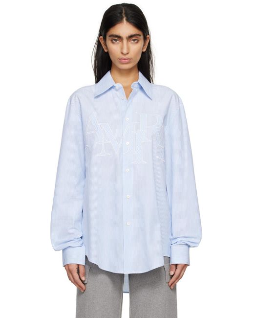 Chemise bleue à rayures fines Amiri en coloris White