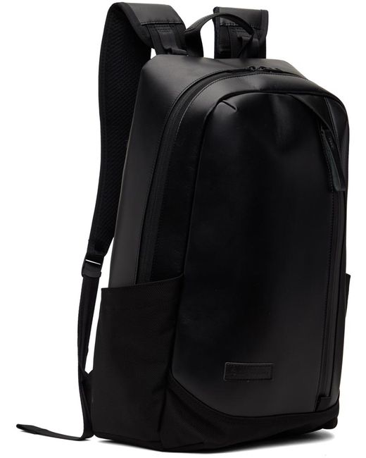 Master Piece Black Slick Leather Backpack for men