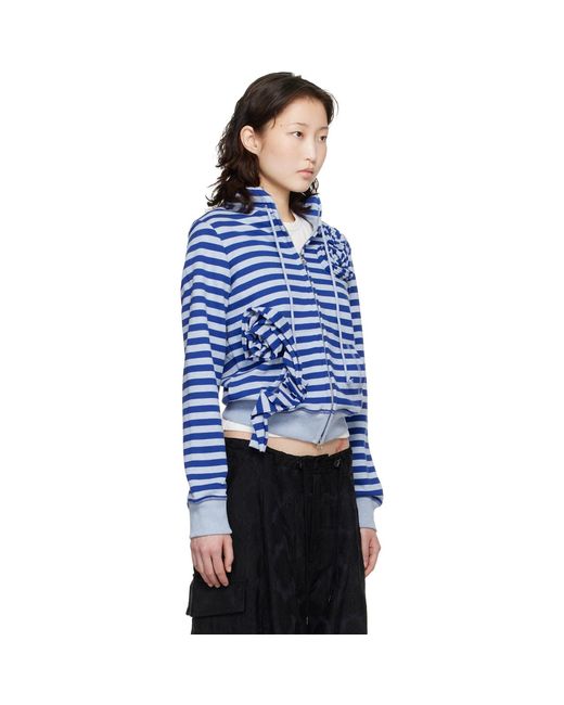 OPEN YY Blue Ssense Exclusive Applique Knit Zipup Sweatshirt