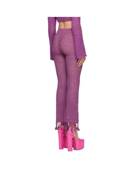 Moschino Purple Crocheted Casual Pants