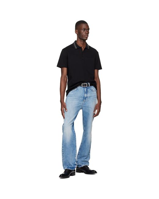 Versace Black Embroidered Cotton Piqué Polo for men
