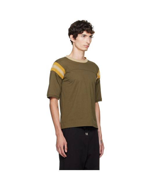 Dries Van Noten Green Khaki Striped T-Shirt for men