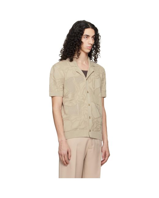 Boss Natural Knit Cotton Jacquard Shirt for men