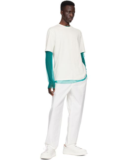 Jil Sander Black Off-white & Blue Layered Long Sleeve T-shirt for men