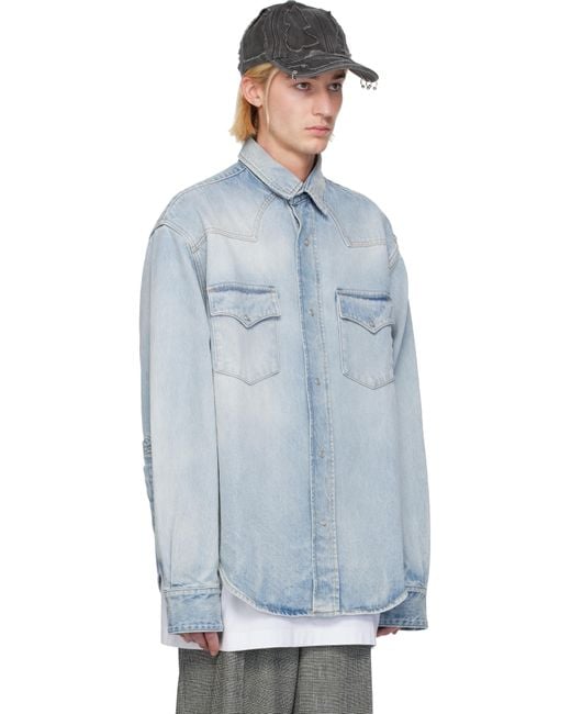 VTMNTS Blue Flap Pocket Denim Shirt for men