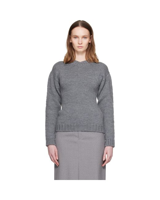 Jil Sander Gray Hourglass Wool Sweater
