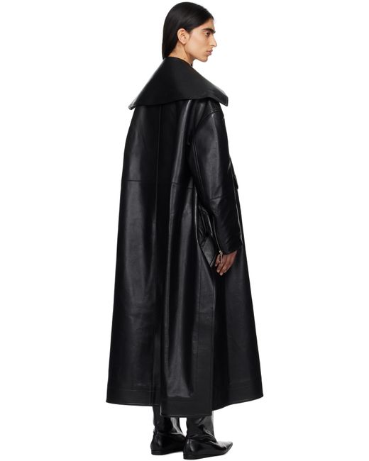 Nanushka Black Teca Regenerated Leather Trench Coat