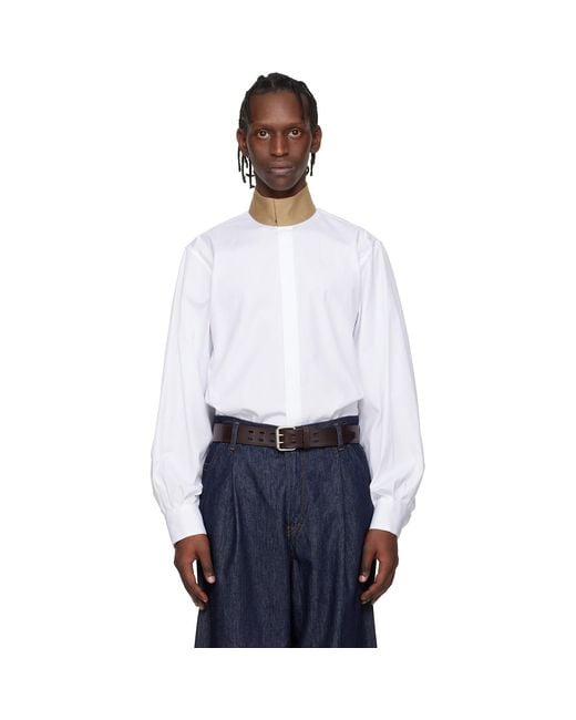 Dries Van Noten White Loose Cotton Shirt for men