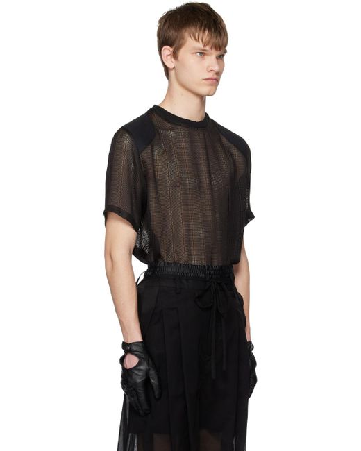 SOSHIOTSUKI Black Padded Shoulder T-shirt for men