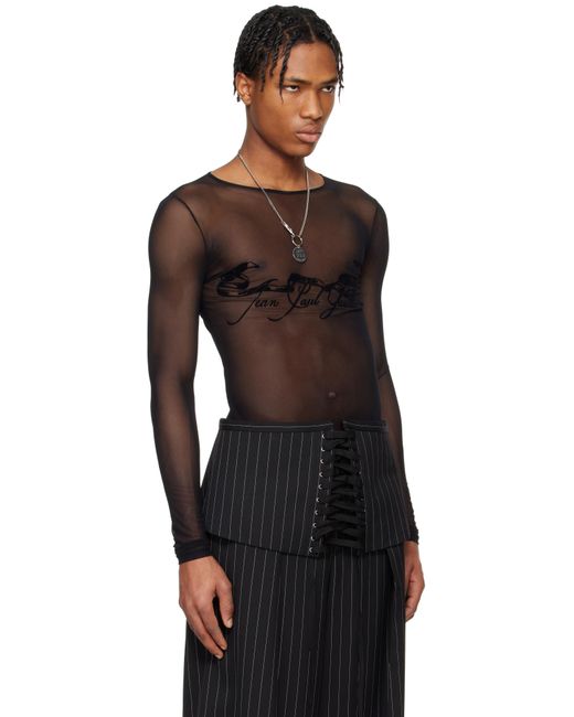 Jean Paul Gaultier Black 'The Flocked Tattoo Ruban' T-Shirt for men