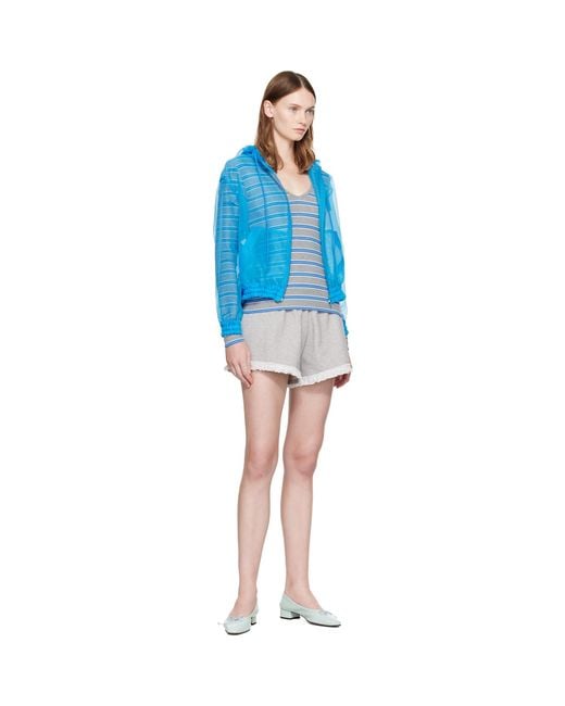 Ganni Blue Stripe Long-Sleeve T-Shirt