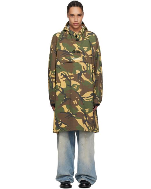 Aape By A Bathing Ape Black Khaki Alpha Industries Edition Camo Hooded Rain Coat for men
