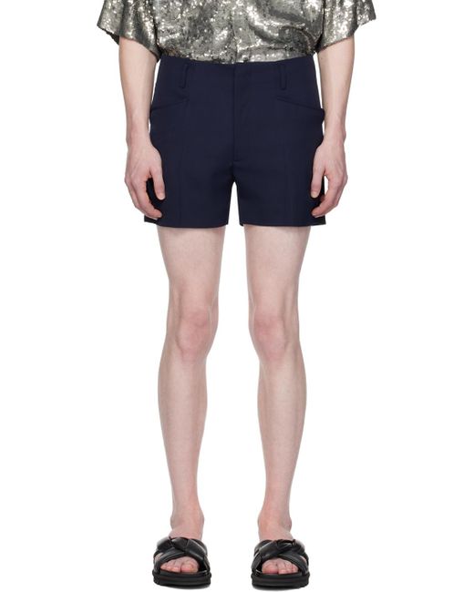 Dries Van Noten Blue Navy Creased Shorts for men