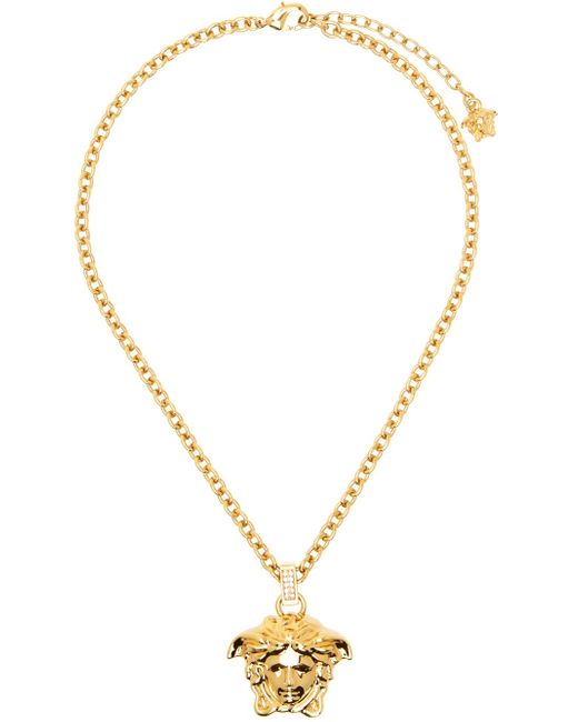 Versace Multicolor Gold Crystal 'la Medusa' Necklace
