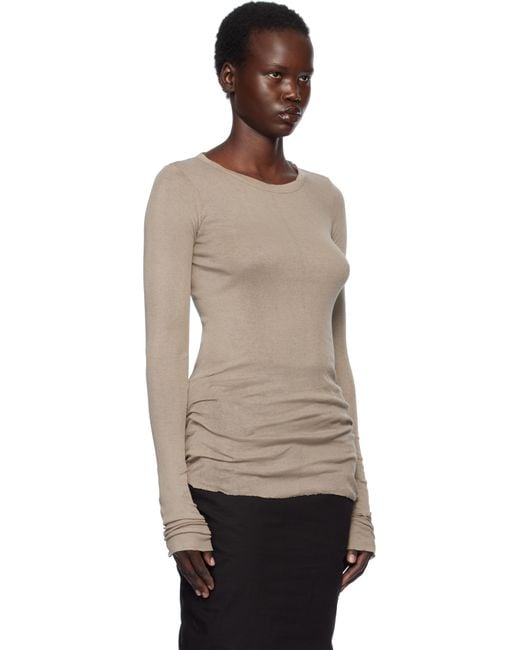 Rick Owens Black Taupe Hollywood Rib Ls T-Shirt