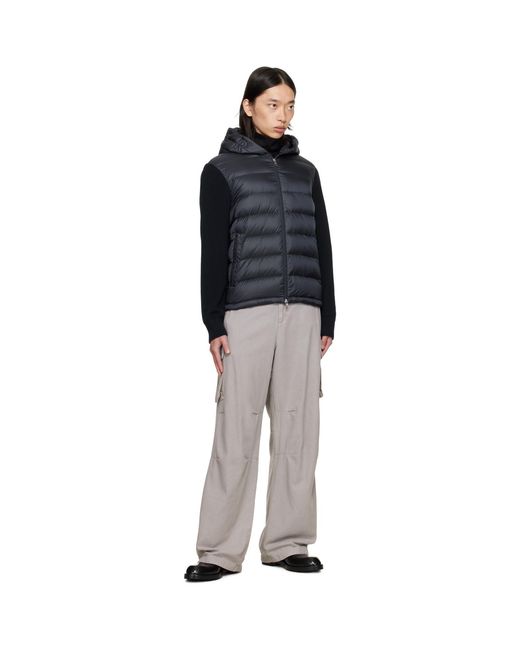 Moncler Black Padded Wool Zip-Up Down Hoodie for men