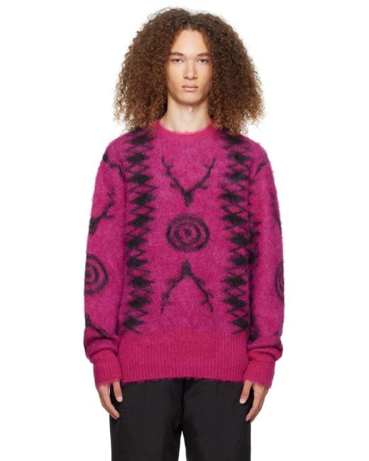 South2 West8 Pink Jacquard Sweater for men