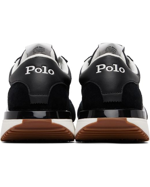 Polo Ralph Lauren Black Train 89 Suede & Mesh Sneakers for men