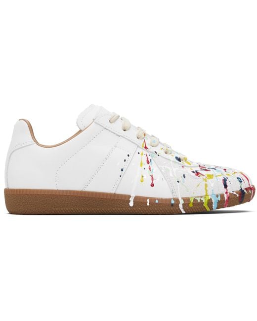 Maison Margiela Women's Black Paint Replica Sneakers