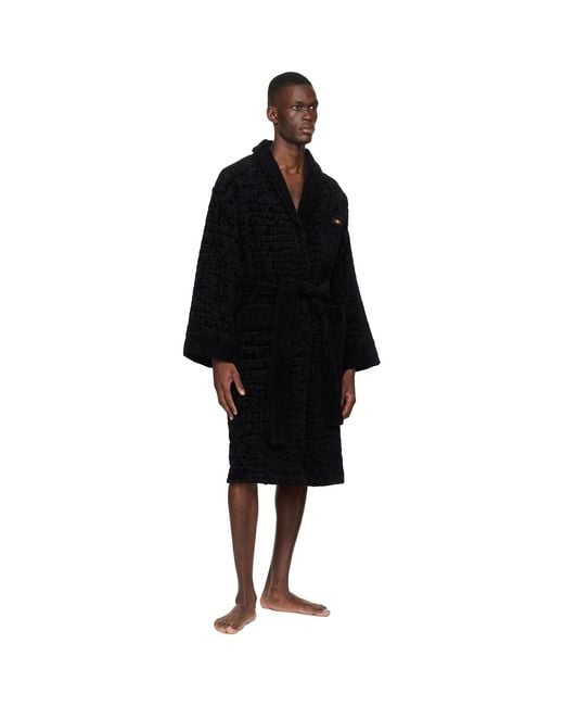 Versace Black Icon Bathrobe for men