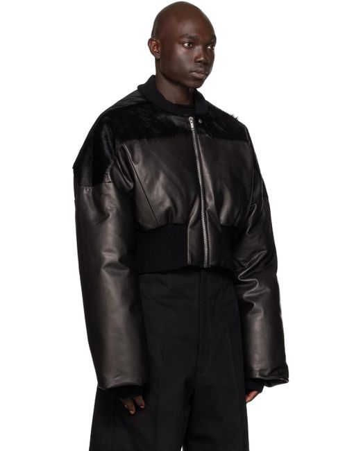 Blouson aviateur noir en cuir rembourré en duvet Rick Owens pour homme en coloris Black