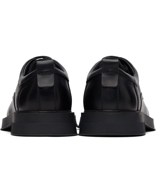 HUGO Black Perforated Monograms Leather Derbys for men