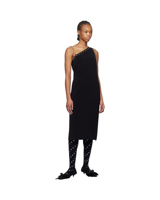 we11done Black Unbalanced Midi Dress