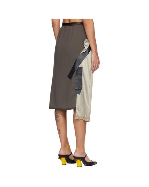 Maison Mihara Yasuhiro Black Combined Tape Lingerie Midi Skirt