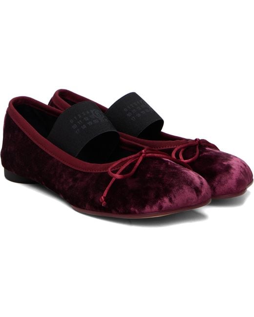 MM6 by Maison Margiela Red Burgundy Velvet Ballerina Flats