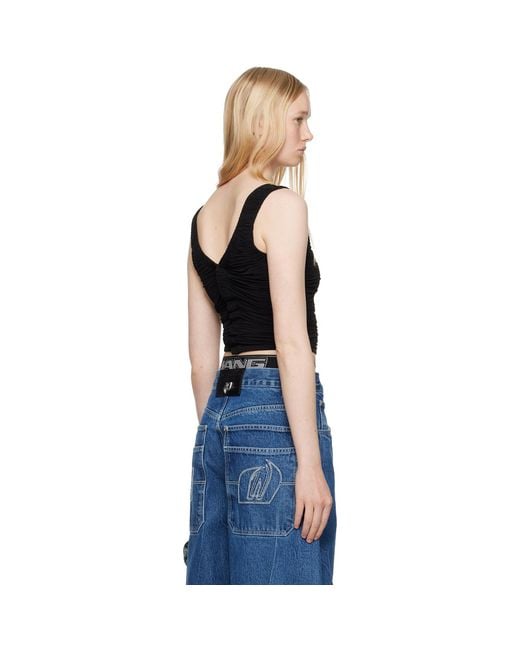 Alexander Wang Black Sheer Ruched Tank Top