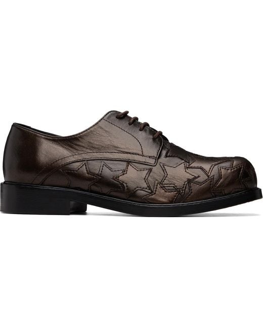 STEFAN COOKE Brown Star Square Toe Derbys for men