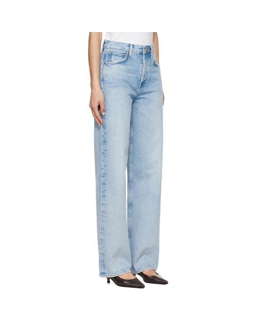 Agolde Blue Ren High Rise Wide Leg Jeans