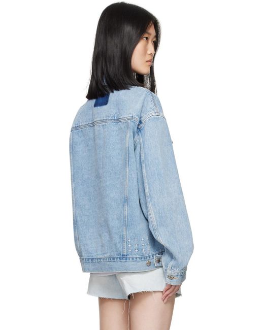 Ksubi Blue Oversized Torn Up Denim Jacket