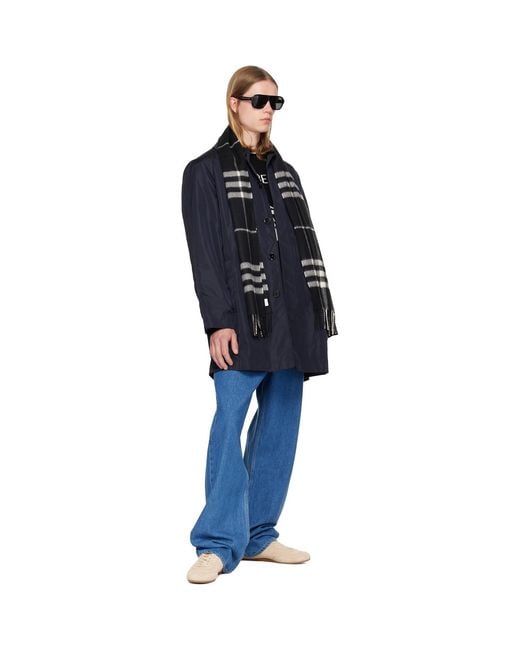 Burberry Black Check Cashmere Scarf for men