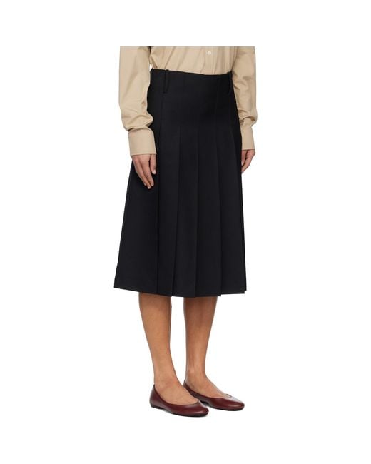 A.P.C. Black Pleated Midi Skirt