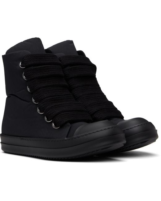 Rick Owens Black Hollywood Jumbo Lace Puffer Sneakers for men