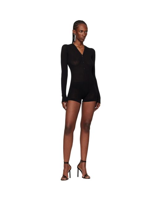 Mugler Black Knit Cotton Bodyshort
