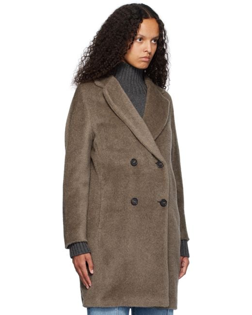 Max Mara Brown Taupe Roseto Faux-Fur Coat