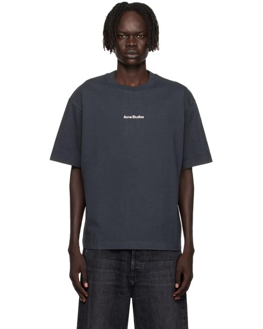 Acne Blue Stamp Logo Relaxed Fit T-Shirt for men