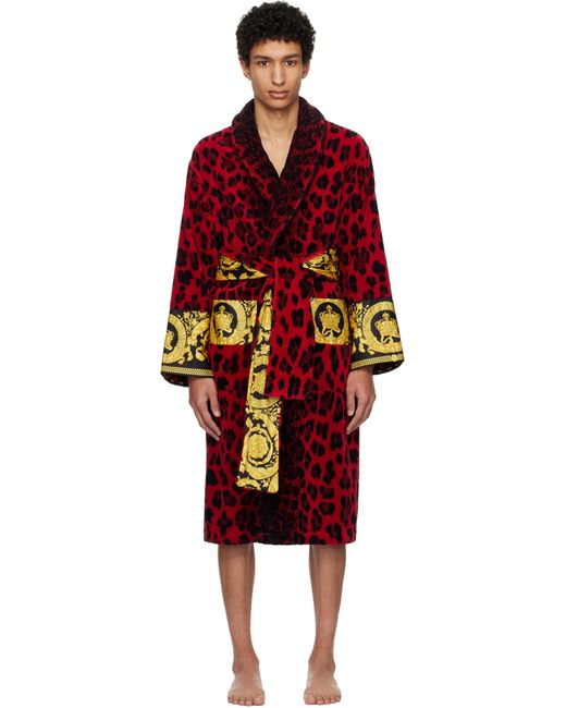 Versace Red Wild Barocco Bathrobe for men