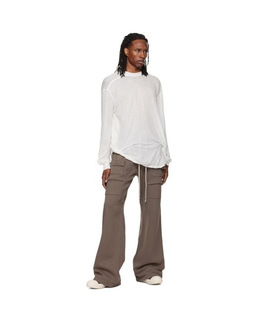 Rick Owens Gray Tower Creatch Wide Drawstring Cargo Pants for men