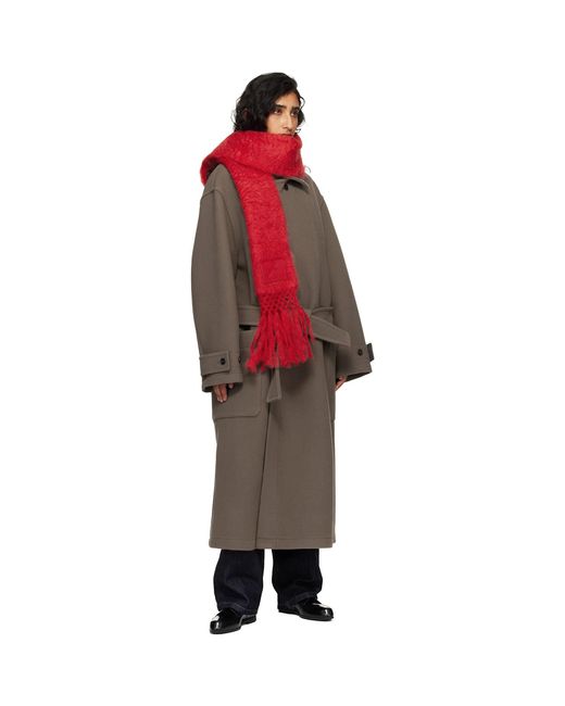 Jil Sander Red Wool Blend Scarf