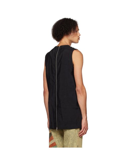 Eckhaus Latta Black Crewneck Tank Top for men