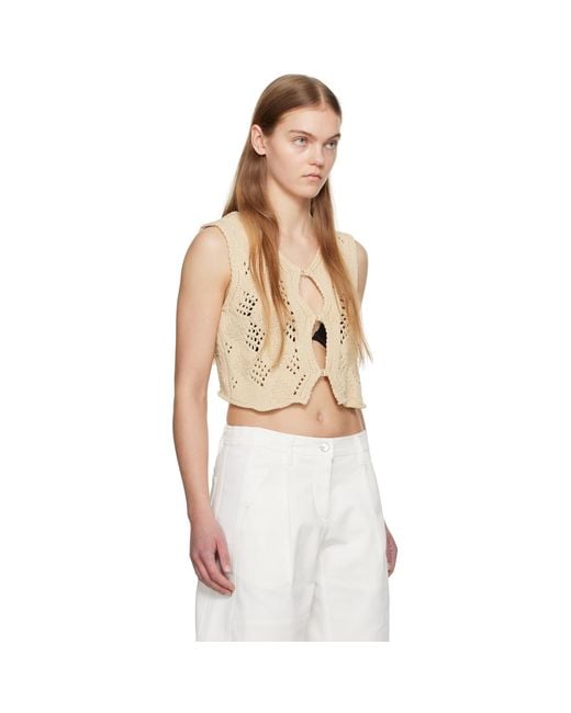 OPEN YY Natural Argyle Vest